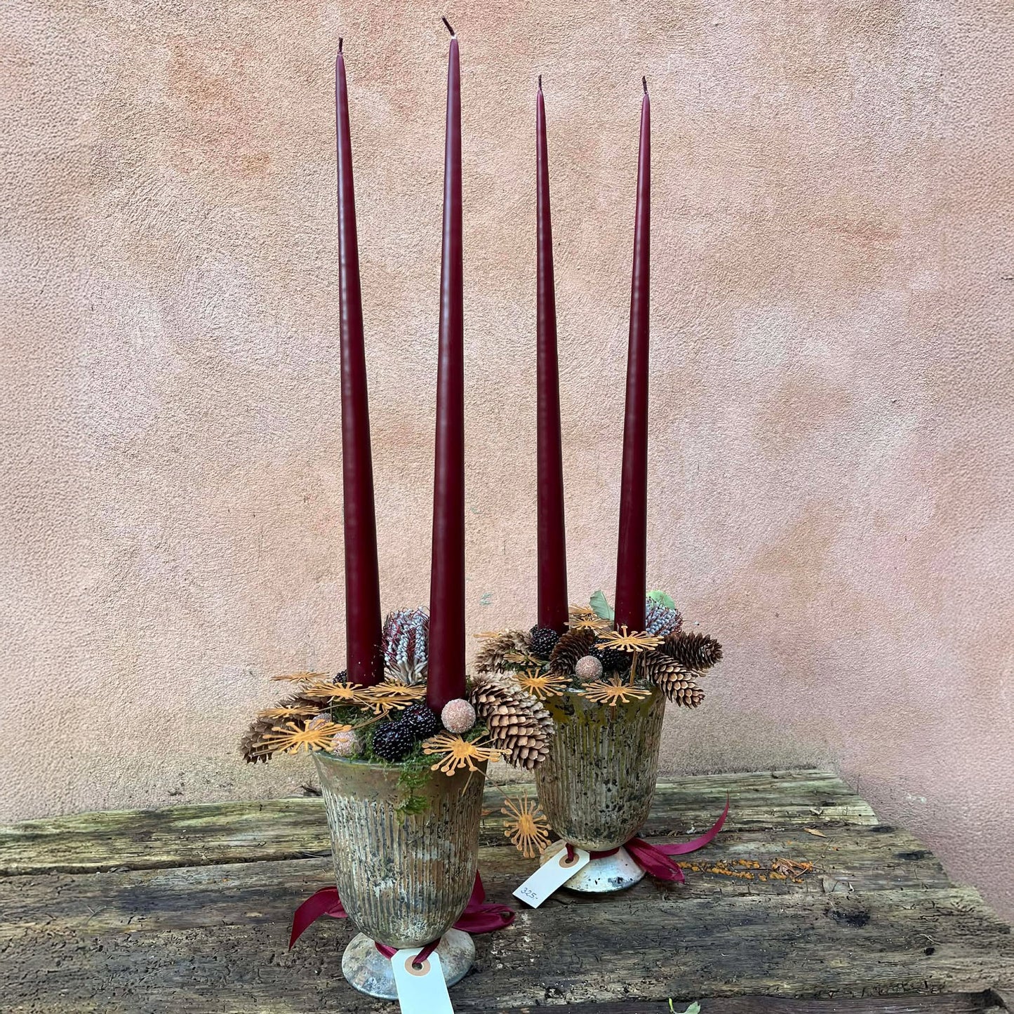 Juledekoration med to lys