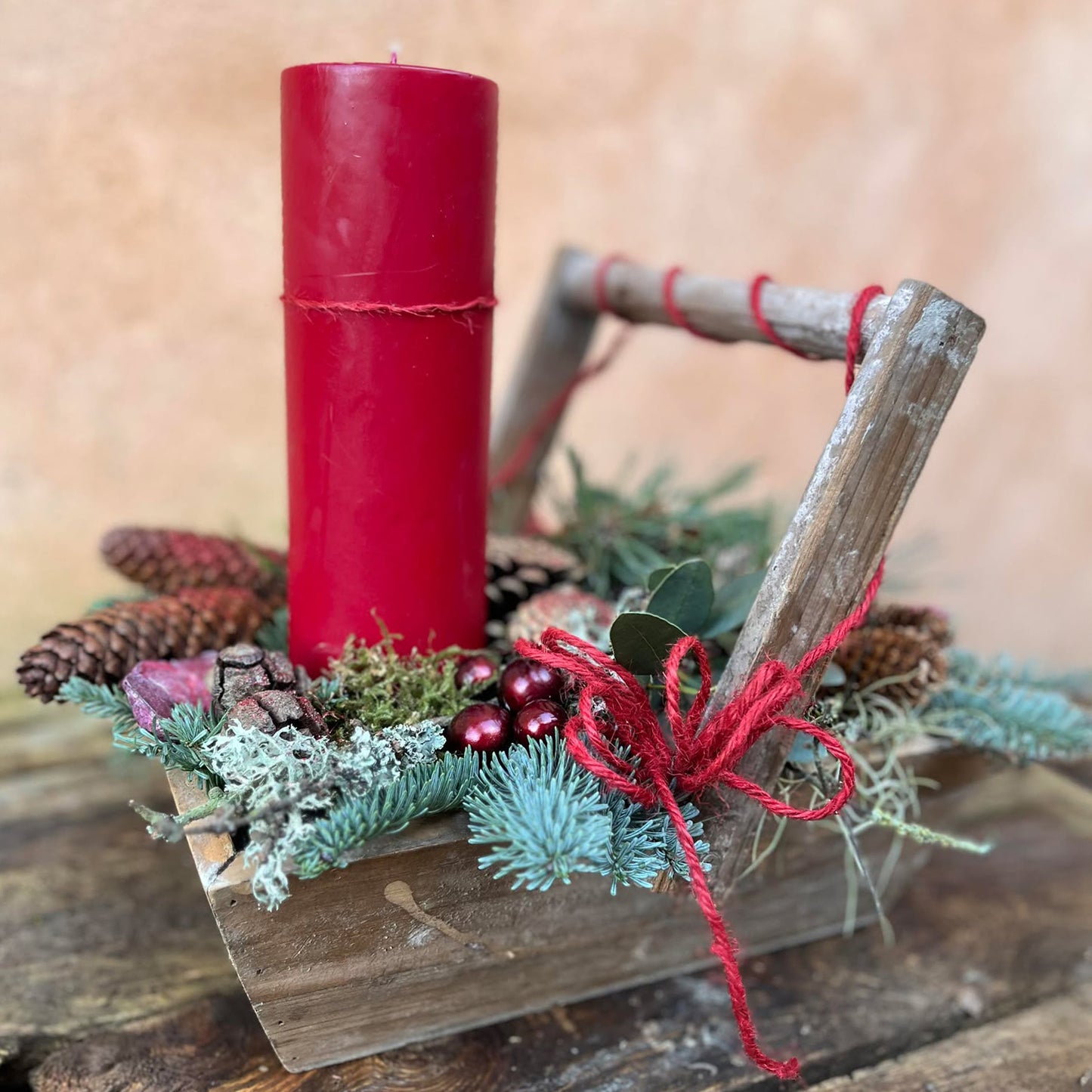 Juledekoration med bloklys