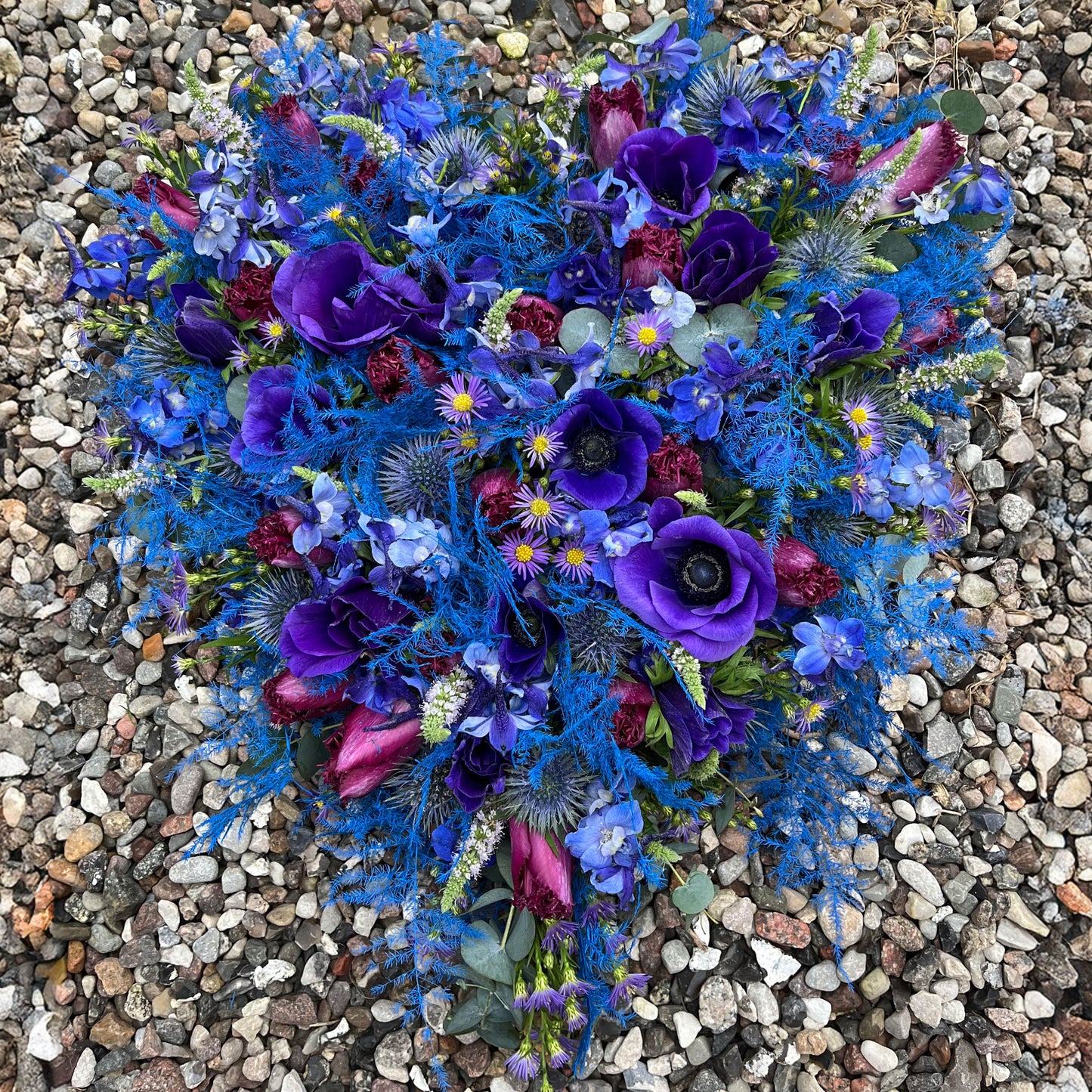 Hjerte i blå og lilla farver