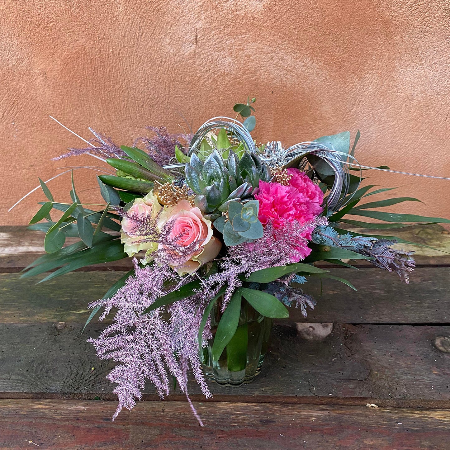 Nytårsbuket i rosa farver