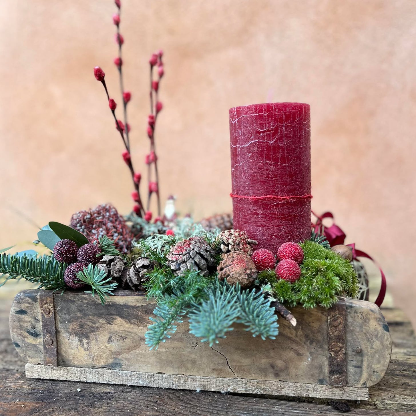 Juledekoration med bloklys