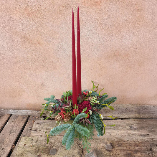 Juledekoration med to lys