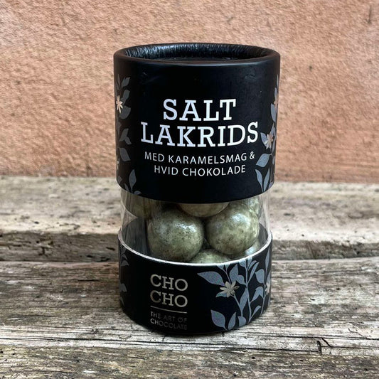 lakrids, salt med karamelsmag og hvid chokolade