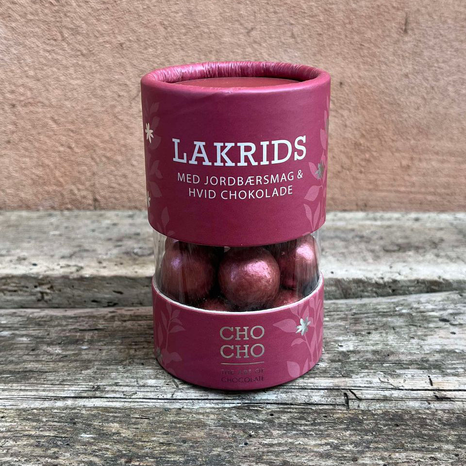 lakrids jordbærsmag og hvid chokolade