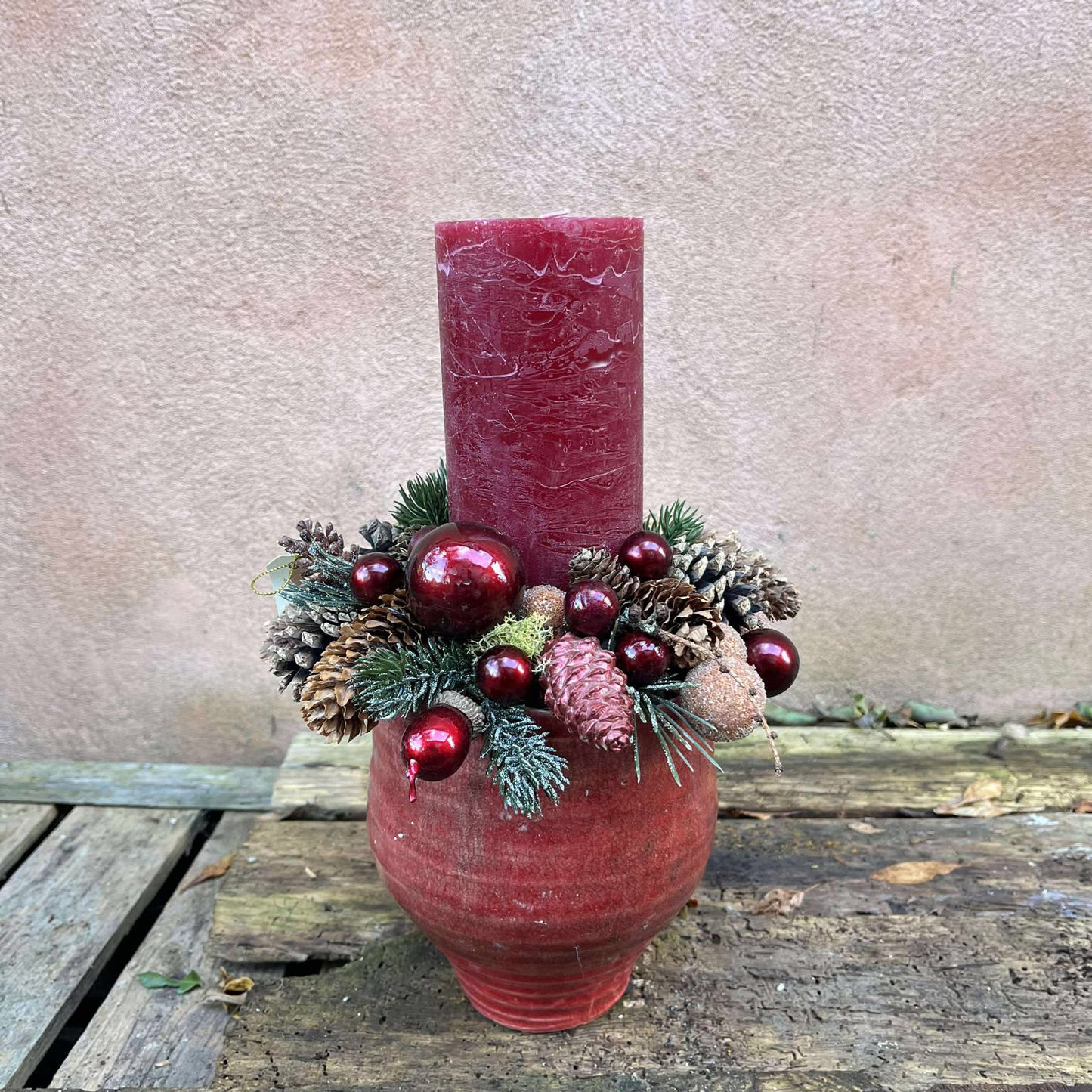 Juledekoration med bloklys